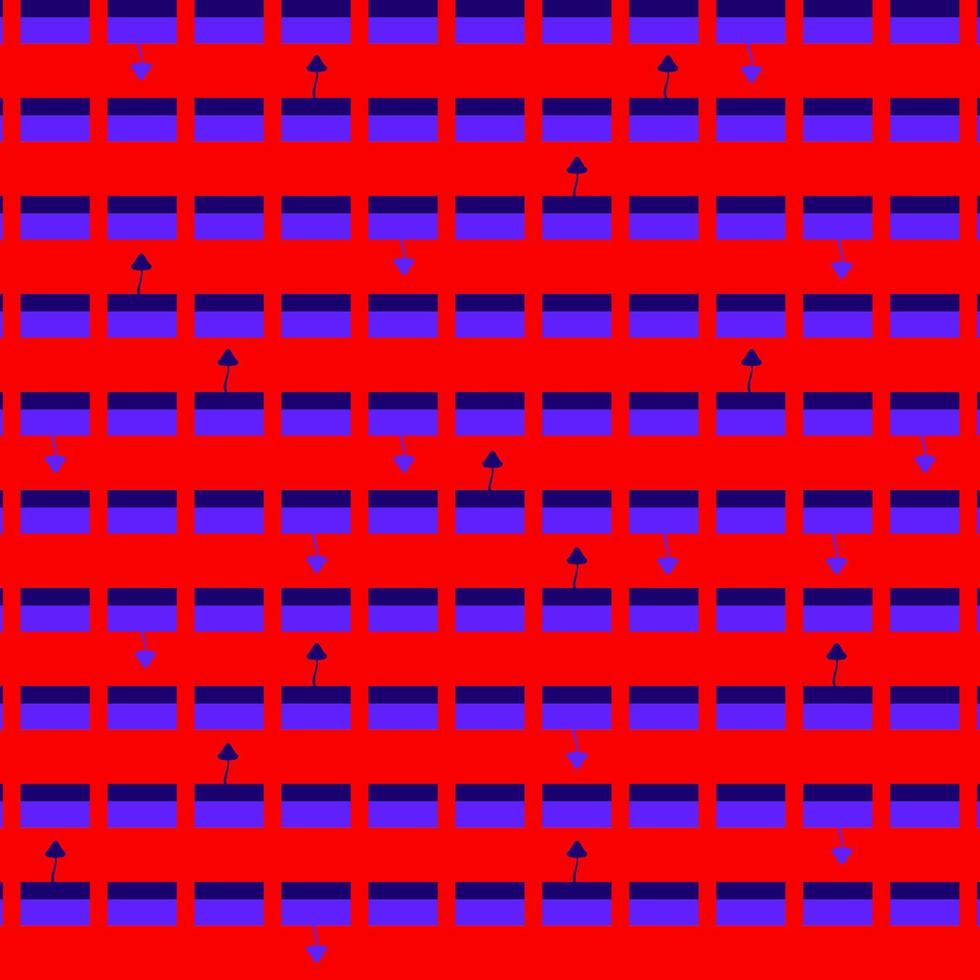 groovy pattern psychedelic illusion background with red and blue squares and mushrooms in hippie style. vector