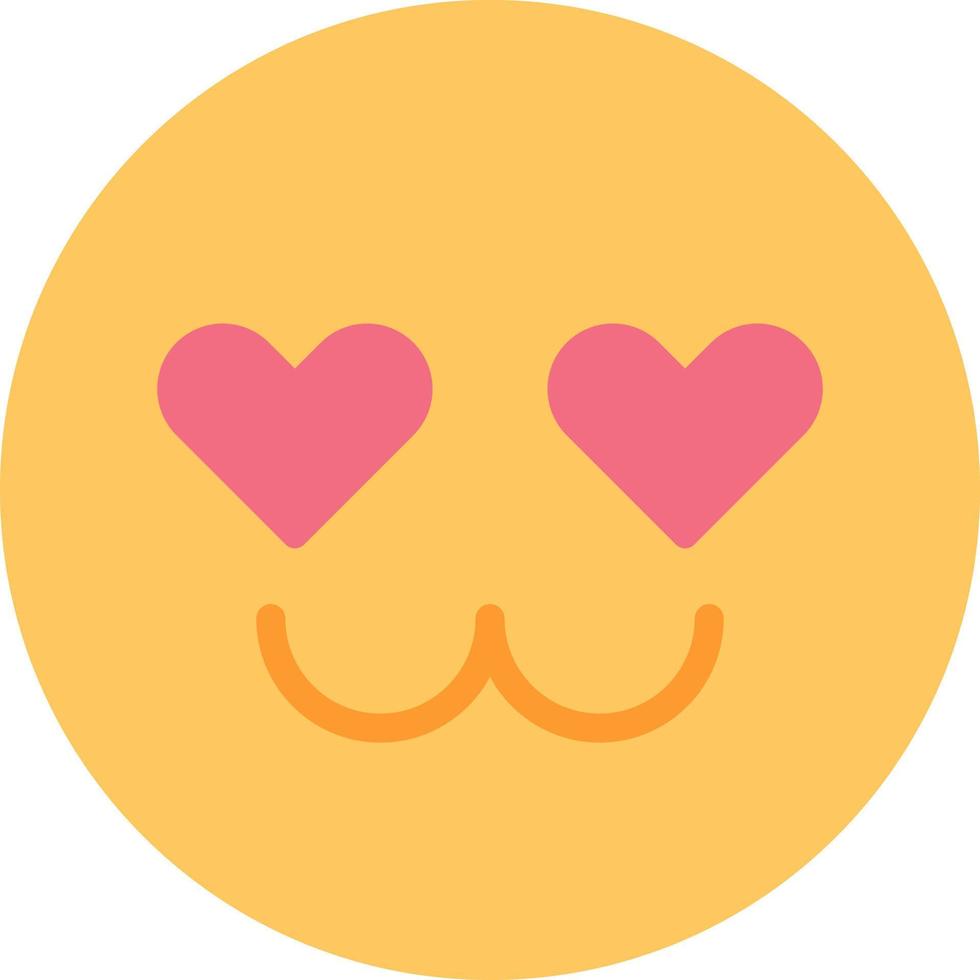 Cute emoticon with heart eyes semi flat color vector icon. Amazed emoji expression. Editable full sized element on white. Simple cartoon style spot illustration for web graphic design and animation