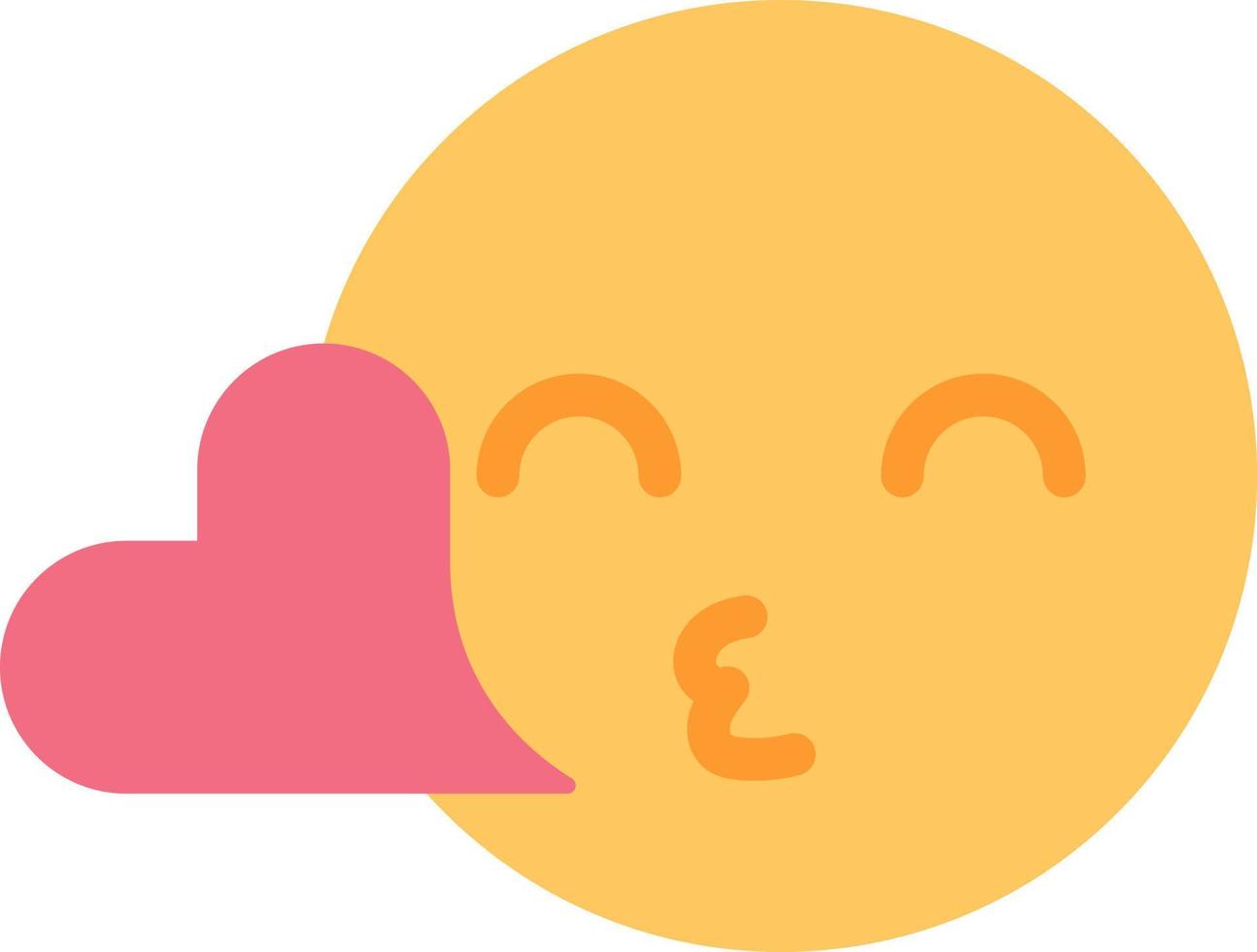 Emotion blowing kiss with red heart semi flat color vector icon. Fall in love. Editable full sized element on white. Simple cartoon style spot illustration for web graphic design and animation