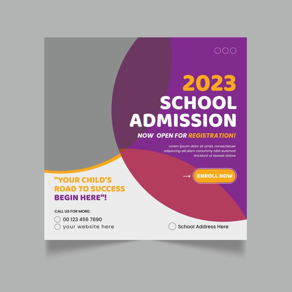 School admission social media post and instagram post template vector