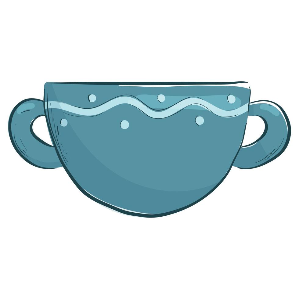 Vector isolated cartoon illustration of ceramic cup.