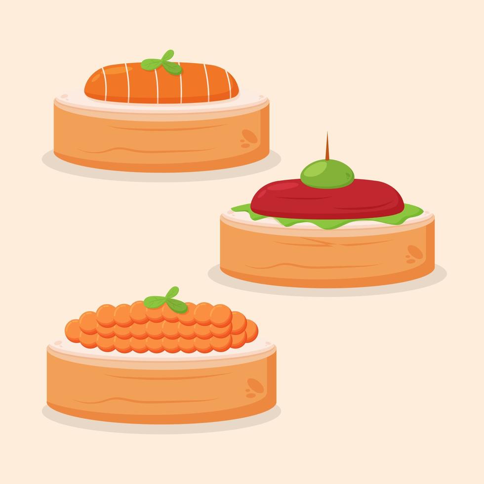 fiesta canapé apetitoso dedo comida ilustración vector