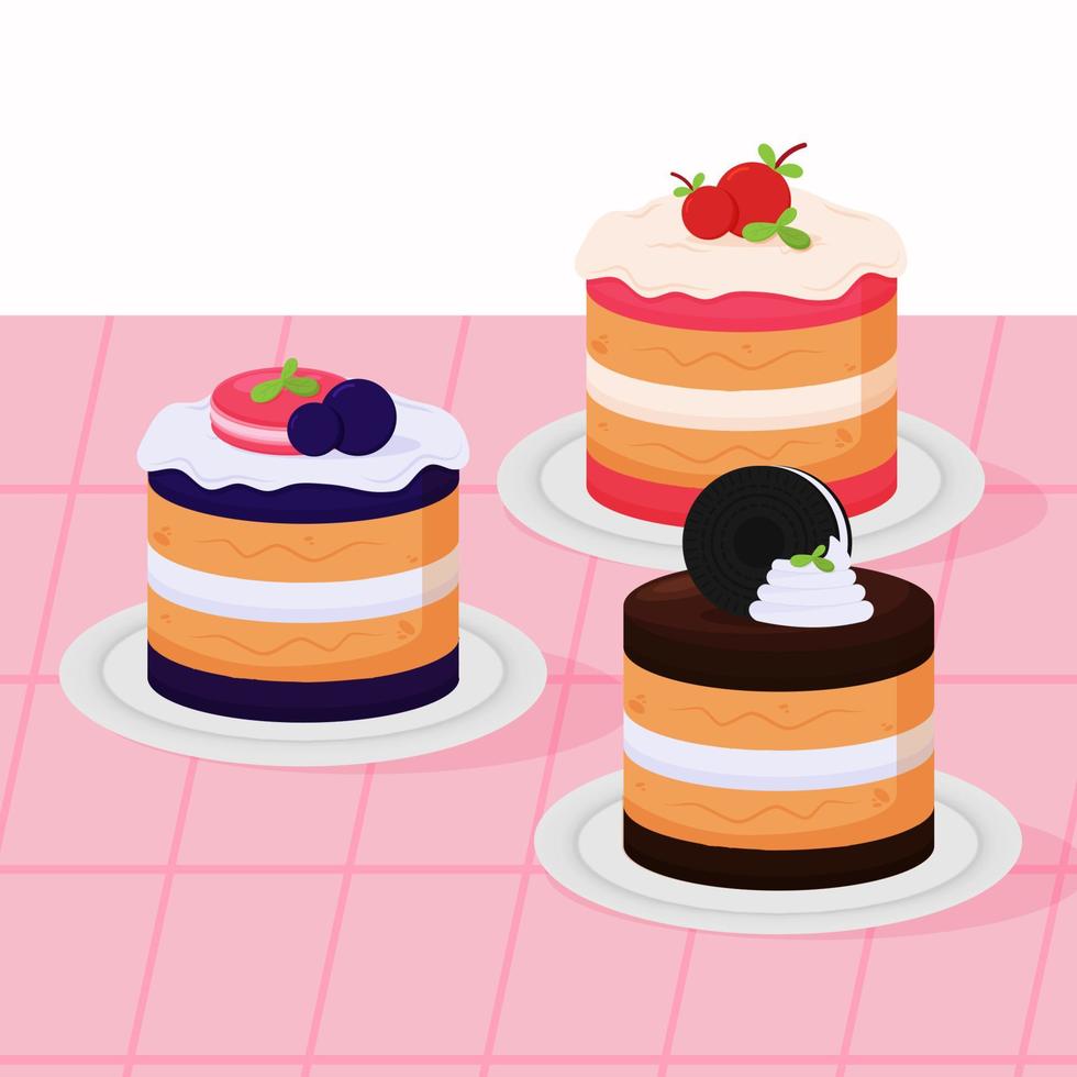 Party Dessert Cake Set Illustration vector