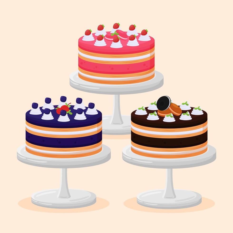 Party Dessert Cake Set Illustration vector