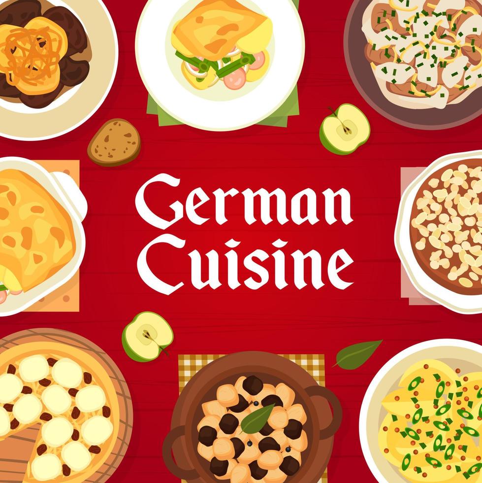 alemán cocina comida menú, Alemania carne platos vector