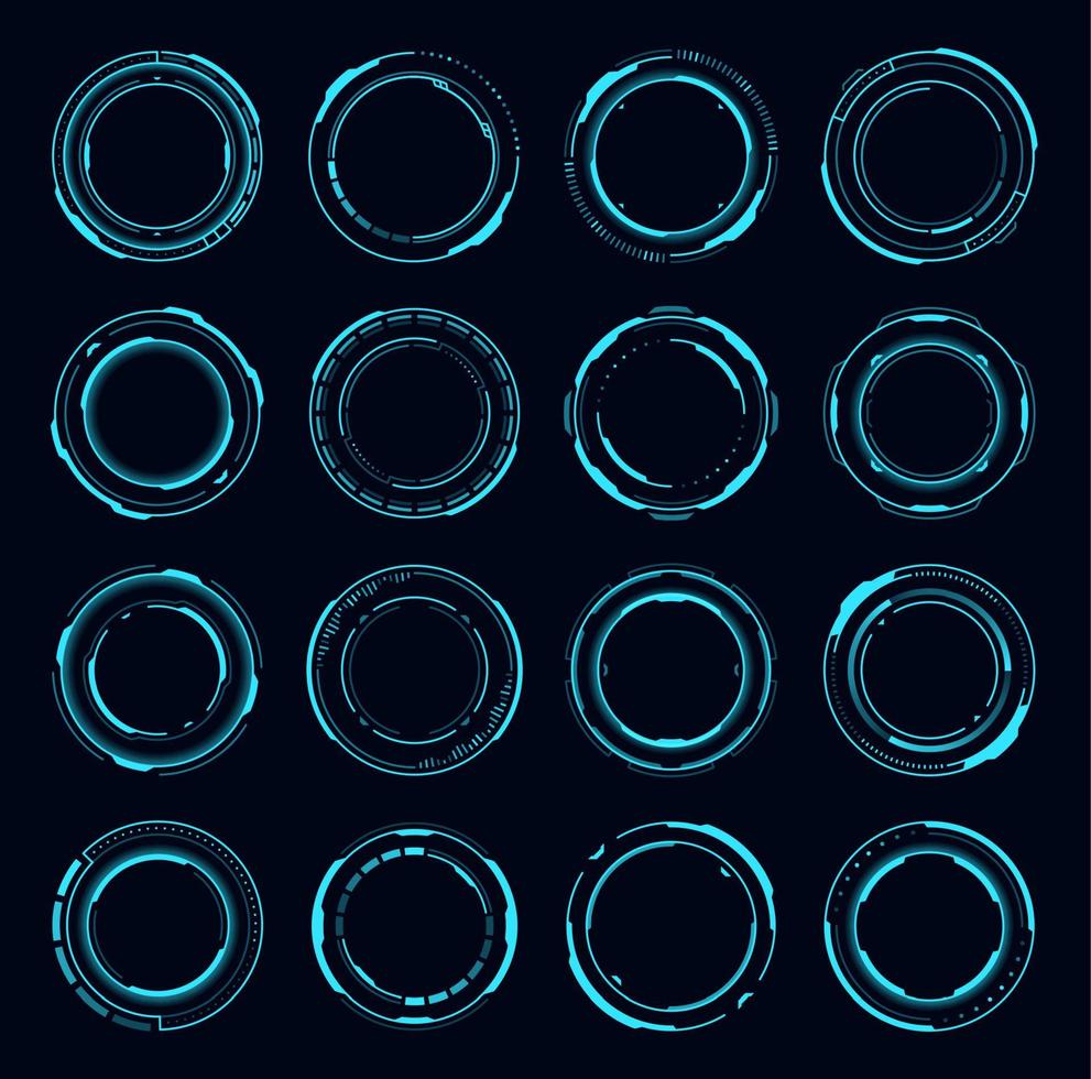 HUD round frame borders, aim control targets 21022526 Vector Art at
