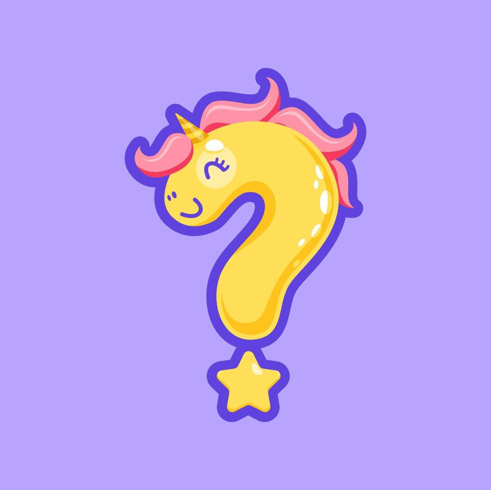 pregunta marca puntuación firmar unicornio personaje vector