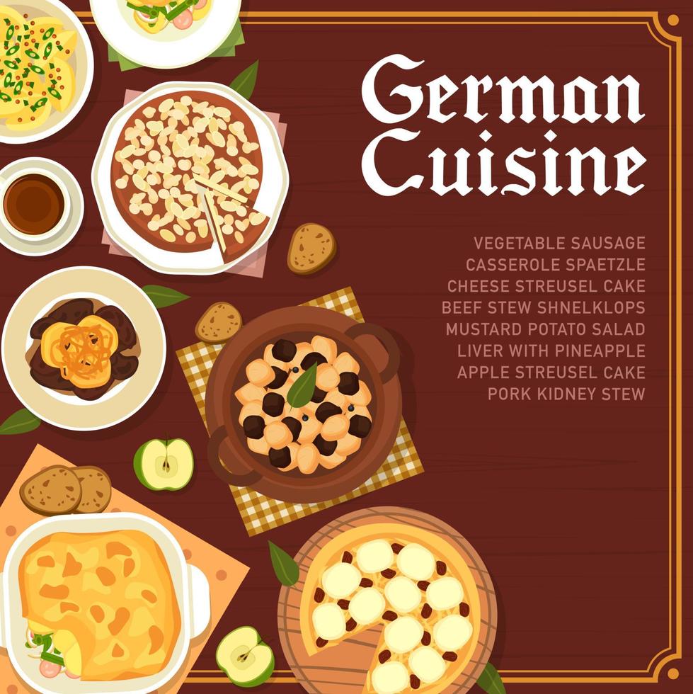 alemán cocina comida menú cubrir, Alemania platos vector