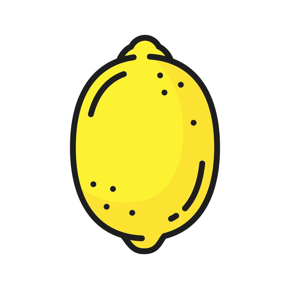 Lemon citrus ripe raw fruit, food line icon vector