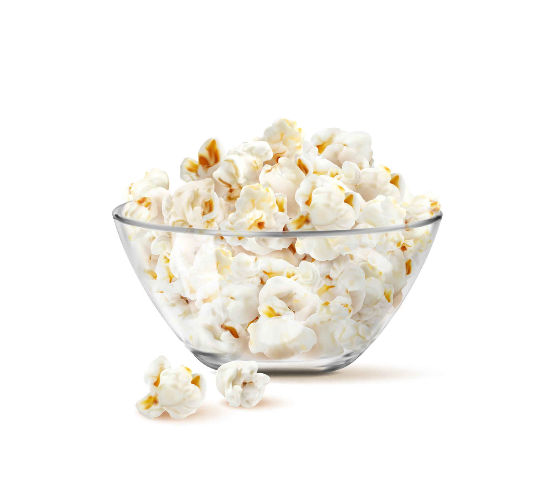 Popcorn flakes in glass bowl, transparent cup 21022543 Vector Art at