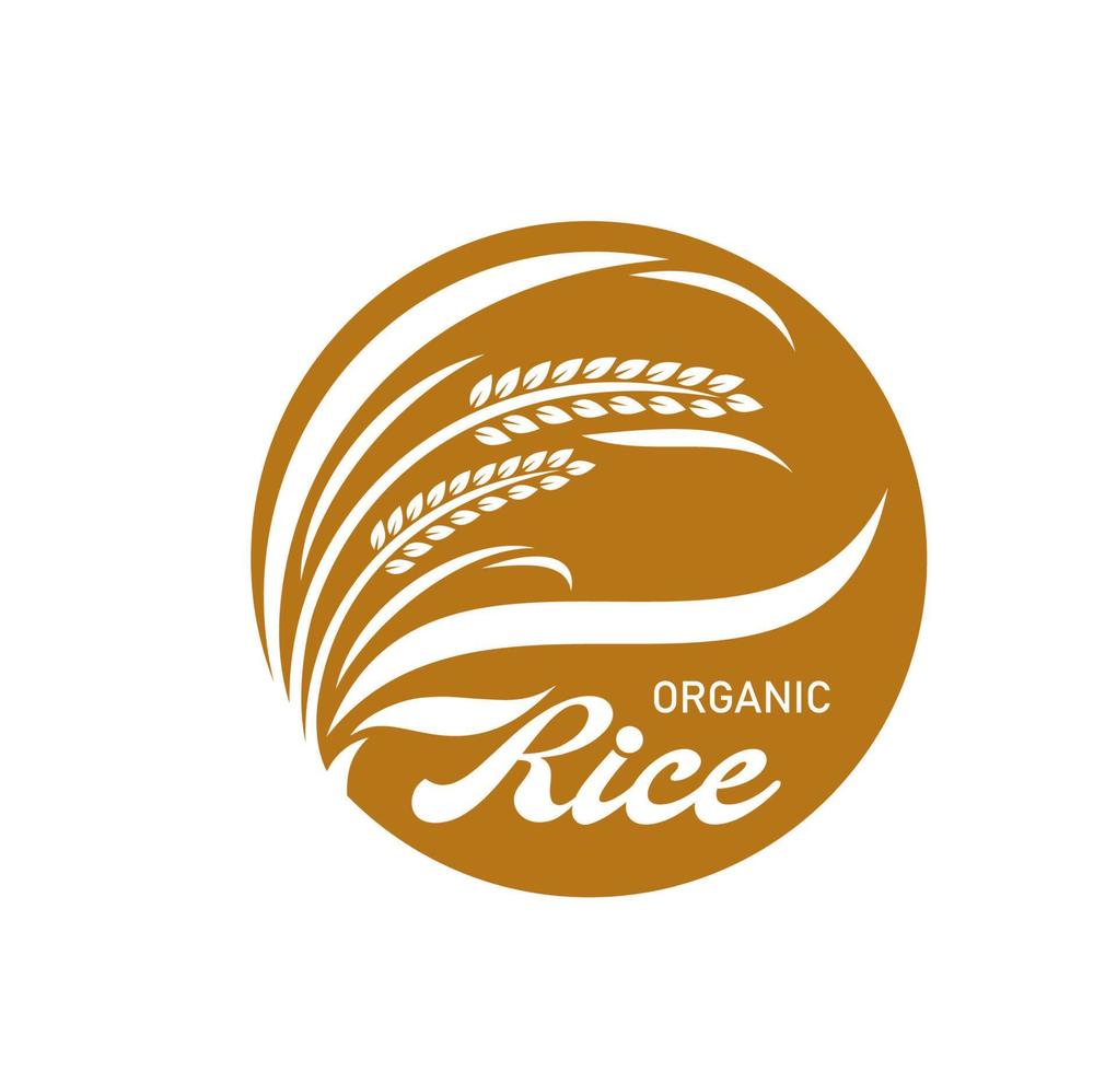 Rice icon, organic natural food package symbol vector