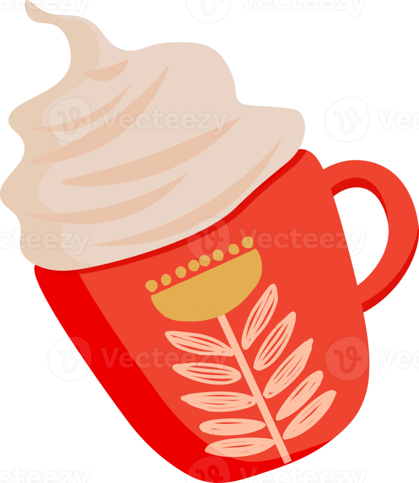 red cup. insulated cup with creamy foam png