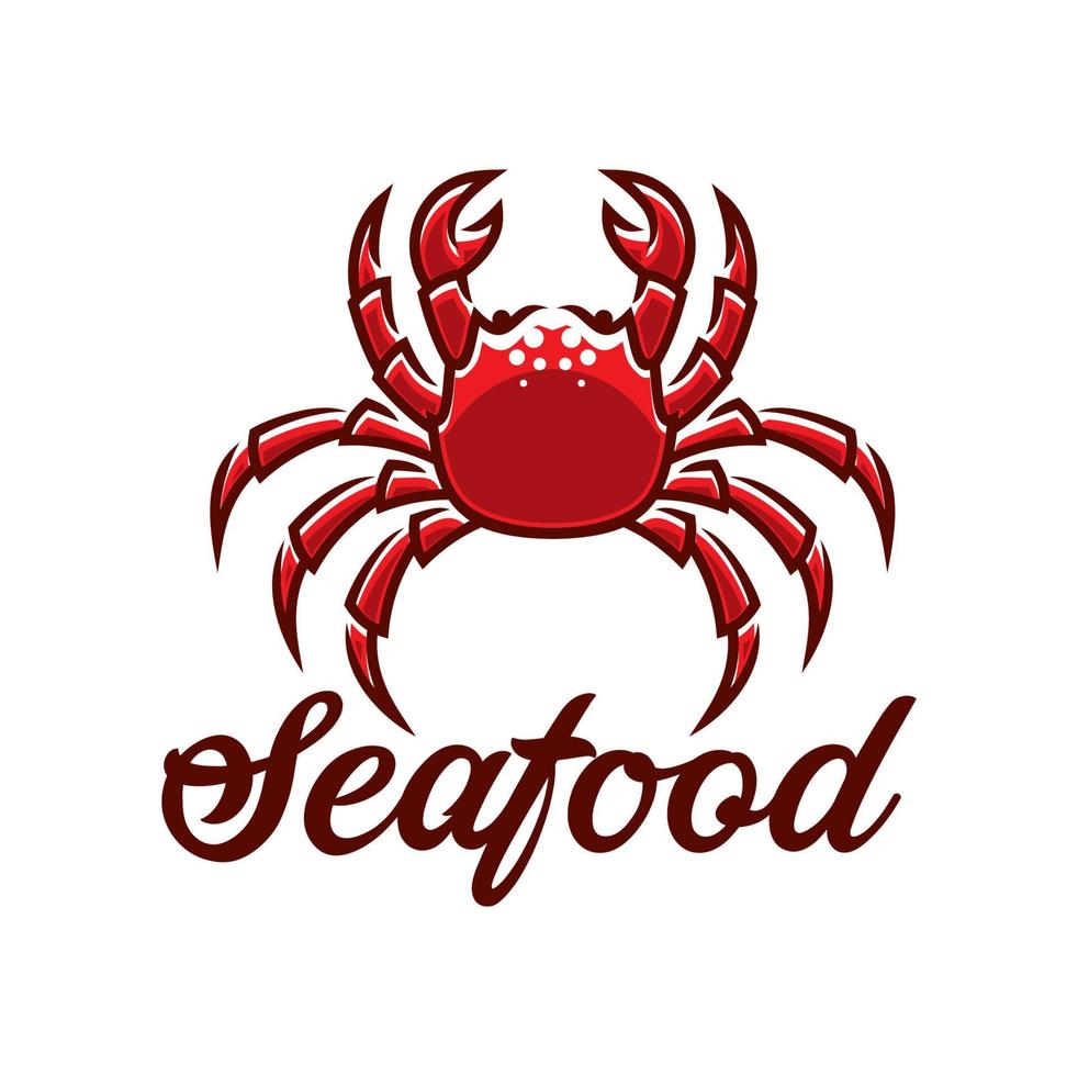 Crab seafood icon, fish sea food restaurant menu vector