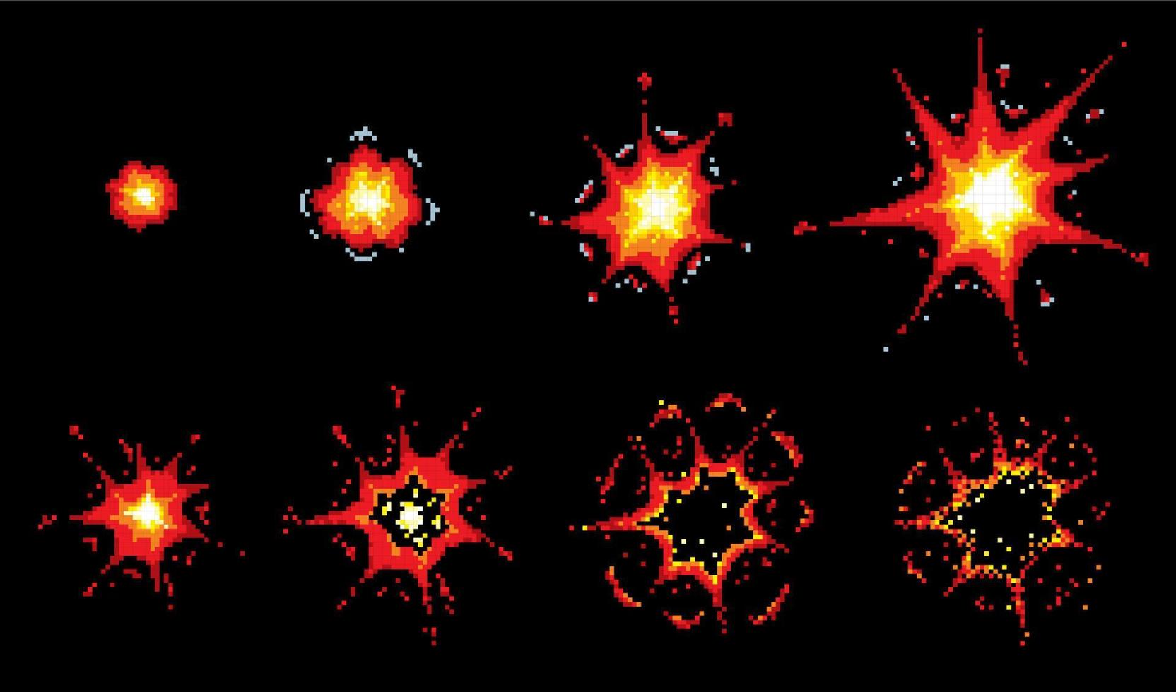 píxel Arte explosión, bomba, auge, Estallar animación vector