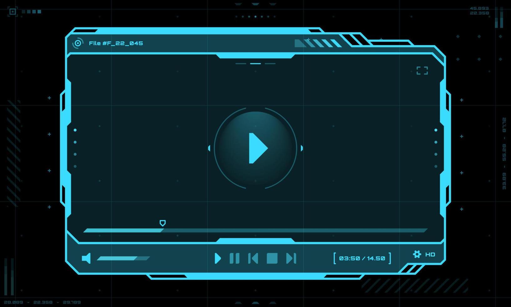 HUD video player screen interface and UI frame vector