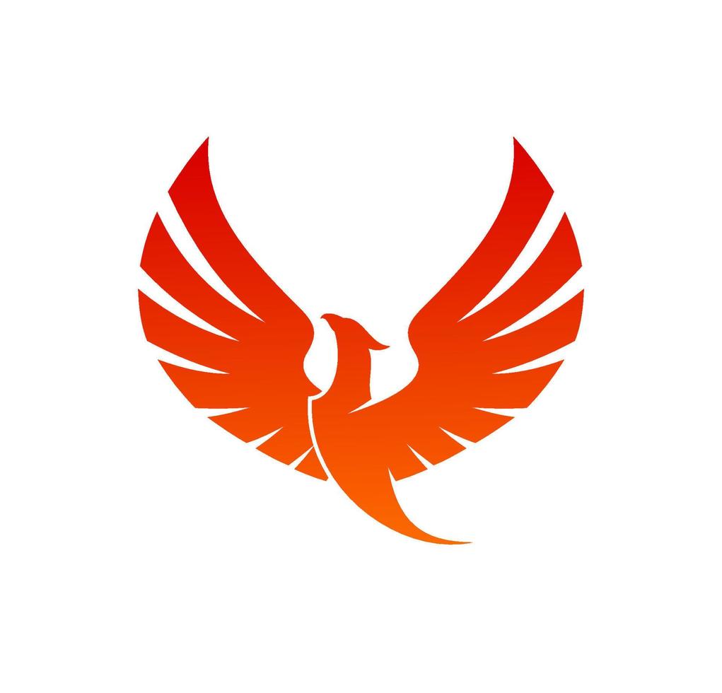 Phoenix bird with raised wings of red fire flames vector