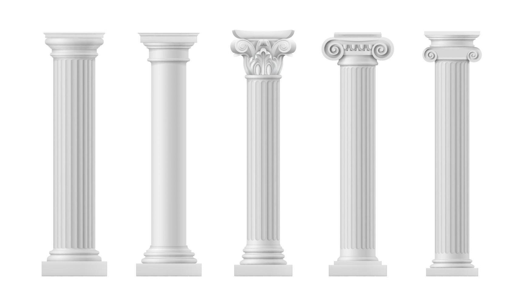 Antique columns and pillars, roman architecture vector