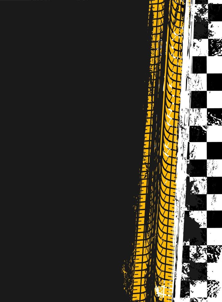 Grunge race sport flag background, car tires track vector