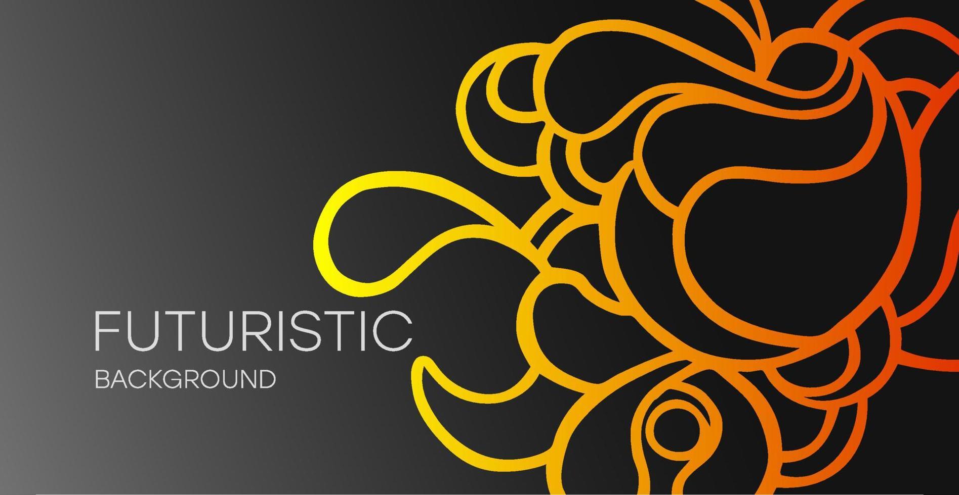 Abstract background of curls. Orange neon curls on a gradient dark background. Landing page. vector