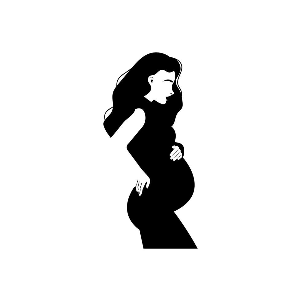 silueta de un embarazada mujer sin rostro en un blanco antecedentes. concepto de el embarazo y maternidad. vector