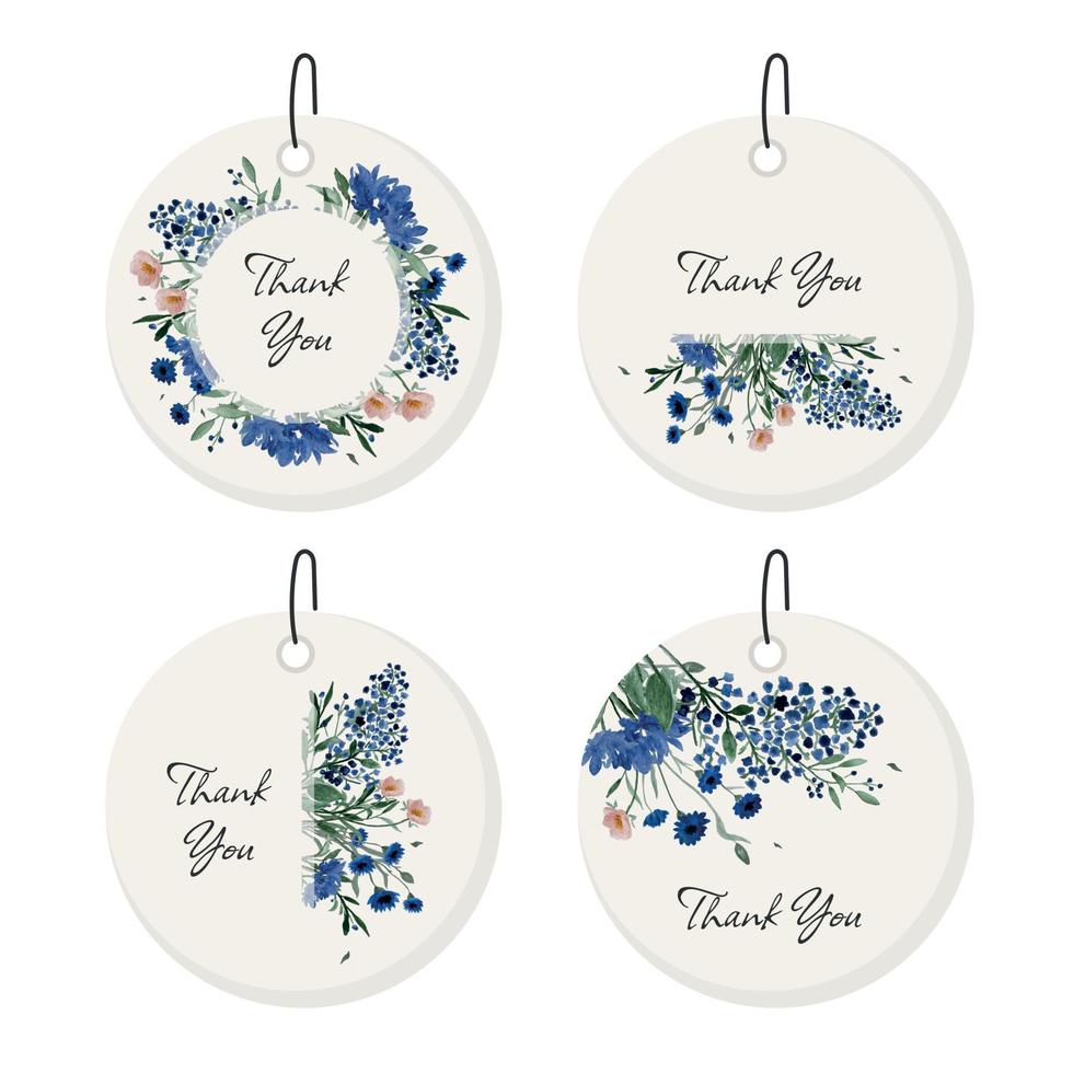 Set of round stickers for wedding invitations, gifts, cards in rustic style with wildflowers. Vector