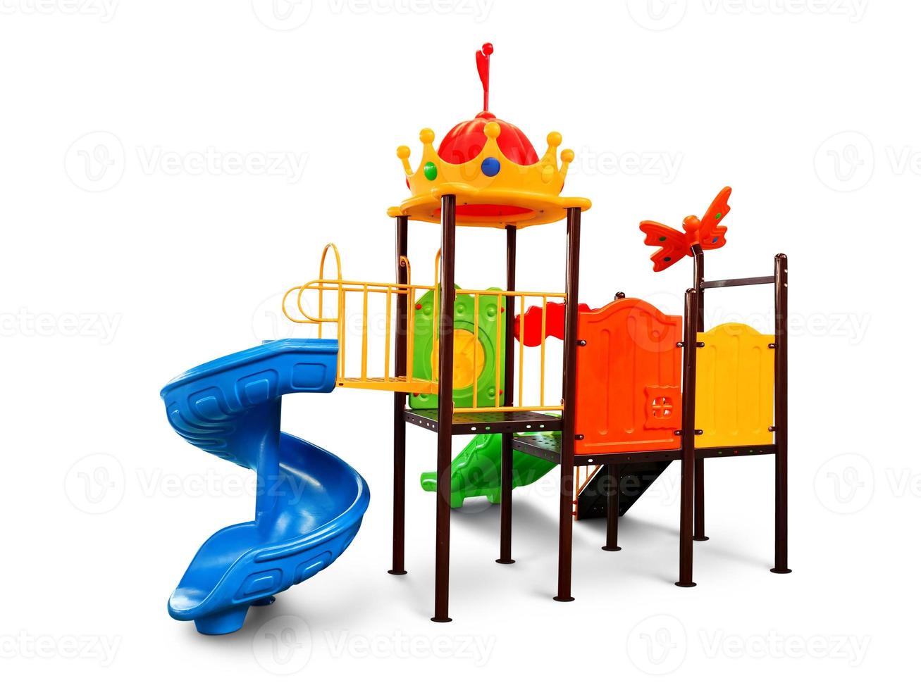 Slider, a colorful playground for children in the park. children's corner isolated on white background photo