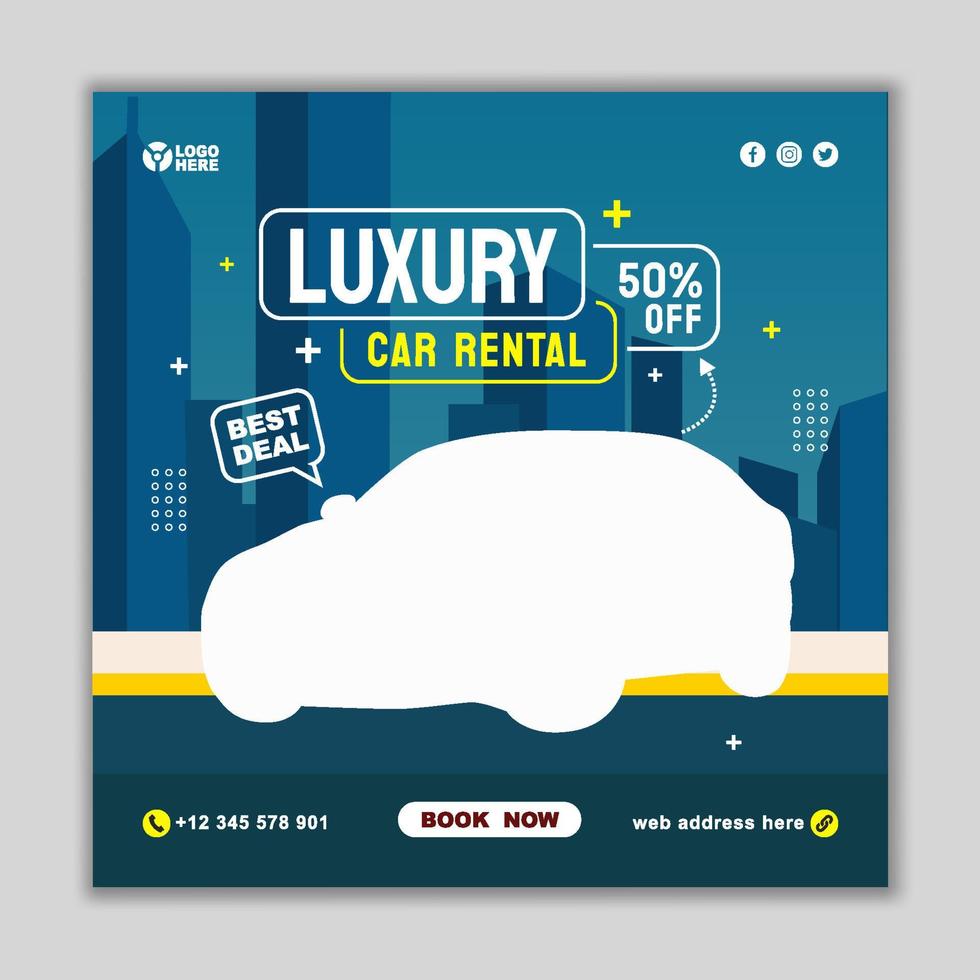 Car Rental Instagram Post Banner Template vector