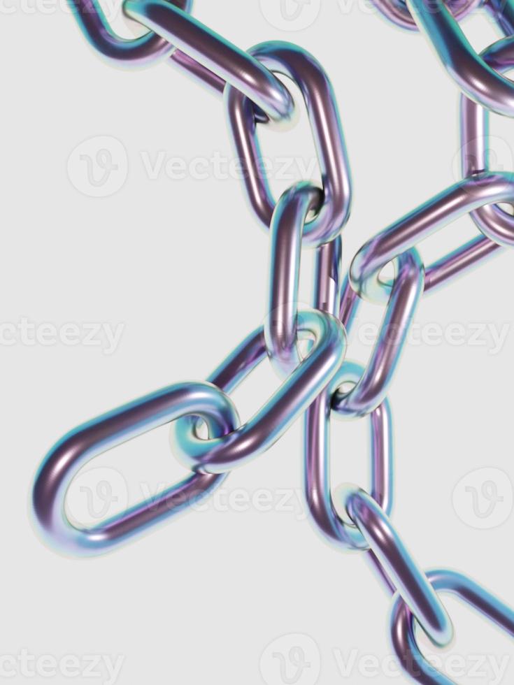 3D Rendering Holographic or Clear Acrylic Glass Chain Abstract Background. photo