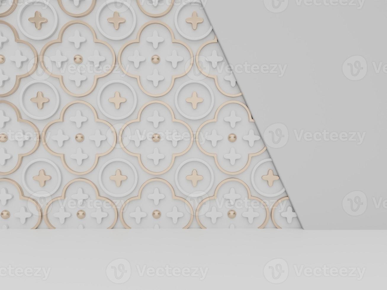 3D Rendering Seasonal or Christmas Studio Shot Product Display Background with Pattern Wall for Luxury or Festive Products. photo
