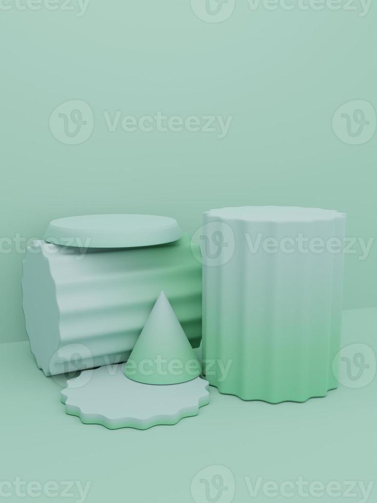 3D Rendering Multi Pastel Colors Minimal Geometric Product Display Background with Platform for Beauty, Cosmetics and Skincare Products. photo