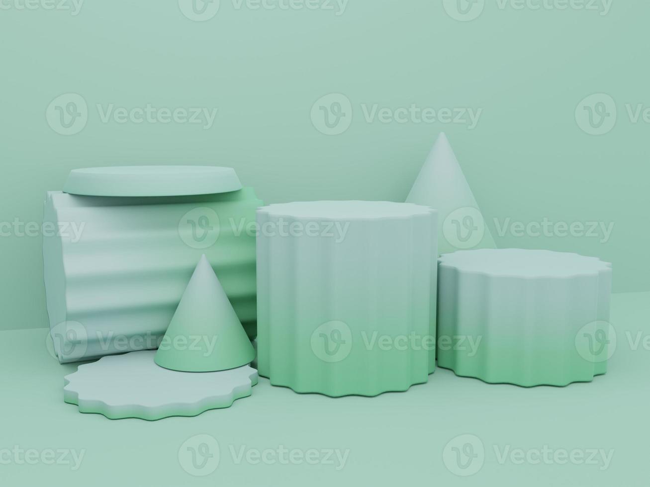 3D Rendering Multi Pastel Colors Minimal Geometric Product Display Background with Platform for Beauty, Cosmetics and Skincare Products. photo