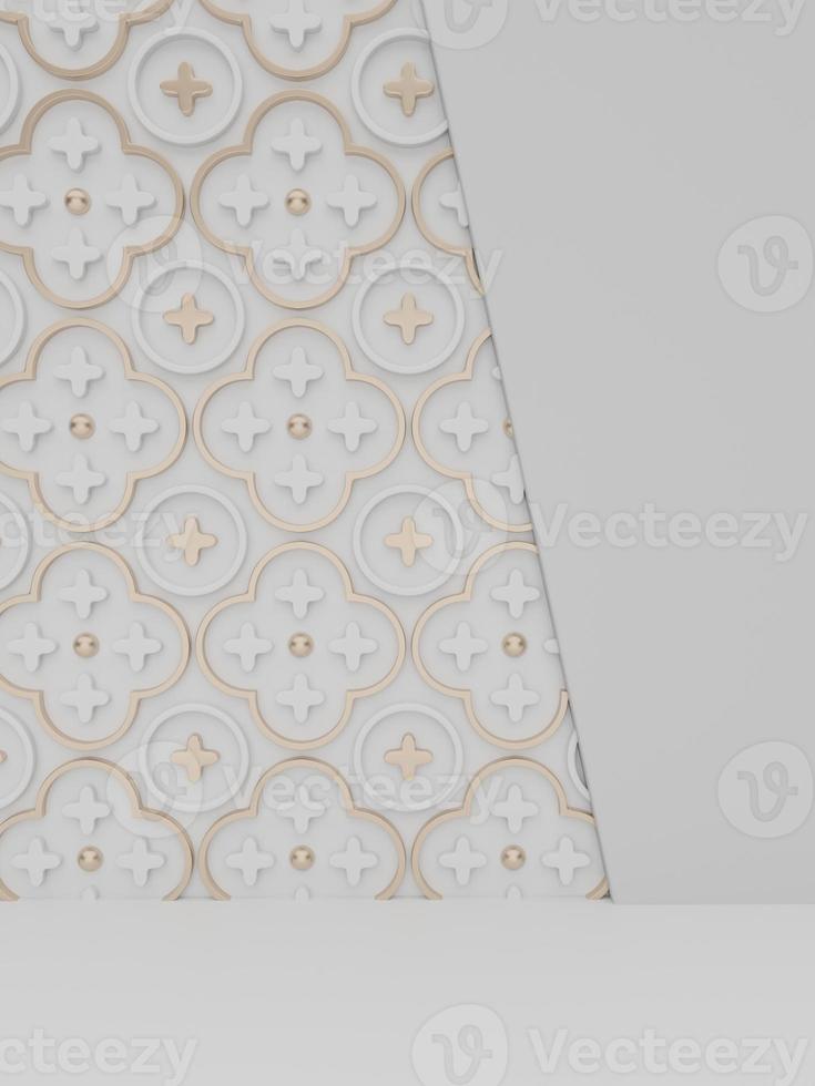 3D Rendering Seasonal or Christmas Studio Shot Product Display Background with Props in Snows for Luxury or Festive Products. photo