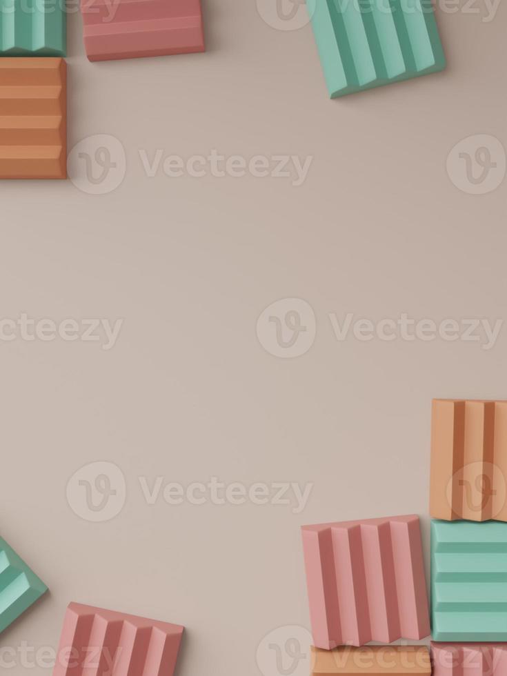 3D Rendering Minimal Geometric Puzzle or Jigsaw Blocks Product Display Background for Beauty or Fashionable Products. Multi Colors. photo