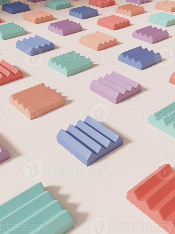 3D Rendering Minimal Geometric Puzzle or Jigsaw Blocks Product Display Background for Beauty or Fashionable Products. Multi Colors. photo
