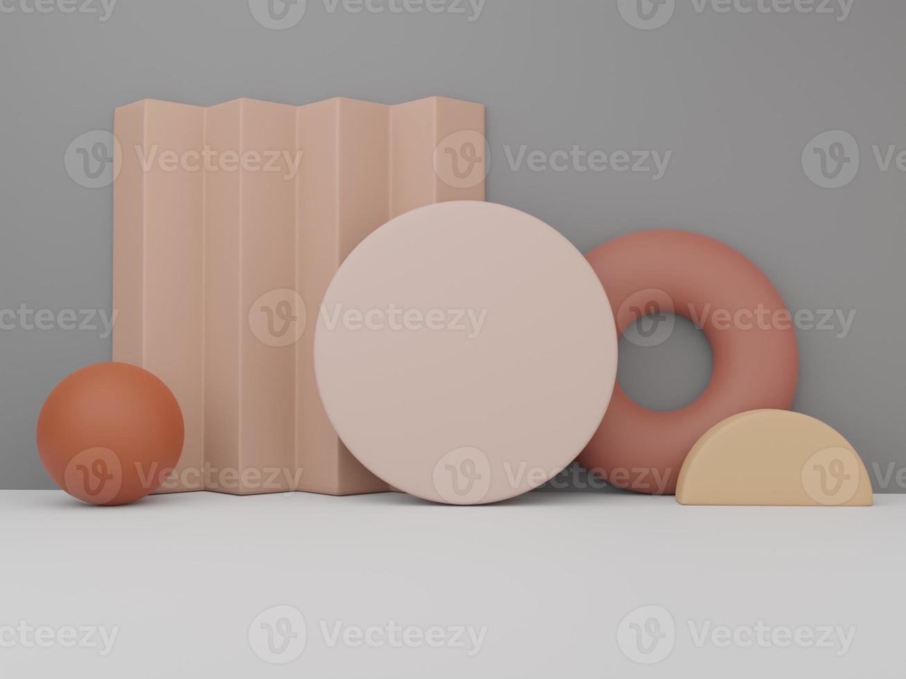 3D Rendering Minimal Geometric or Abstract Ceramics Puzzle or Jigsaw Blocks Product Display Background for Beauty or Fashionable Products. Multi Colors. photo