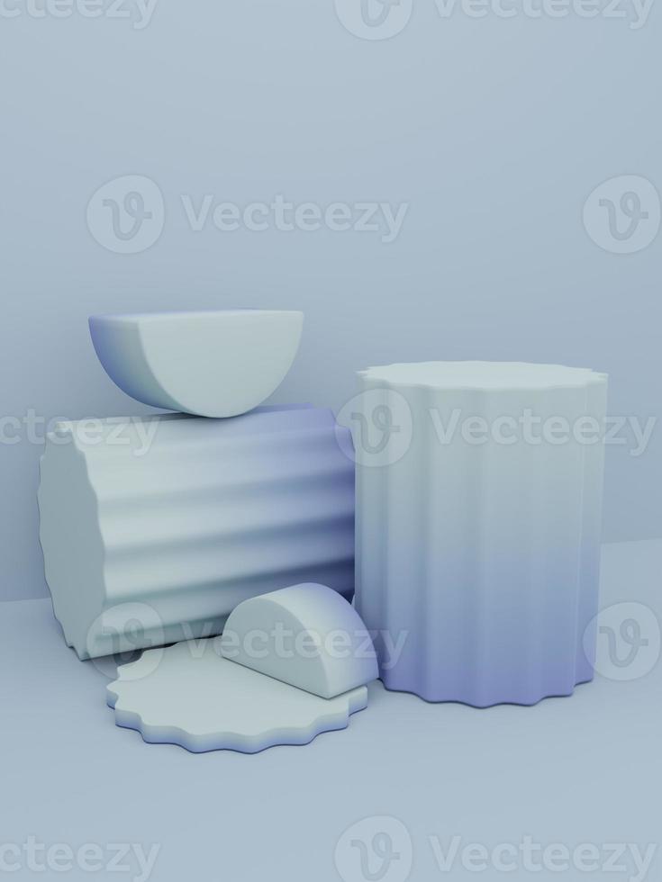 3D Rendering Multi Pastel Colors Minimal Geometric Product Display Background with Platform for Beauty, Cosmetics and Skincare Products. photo