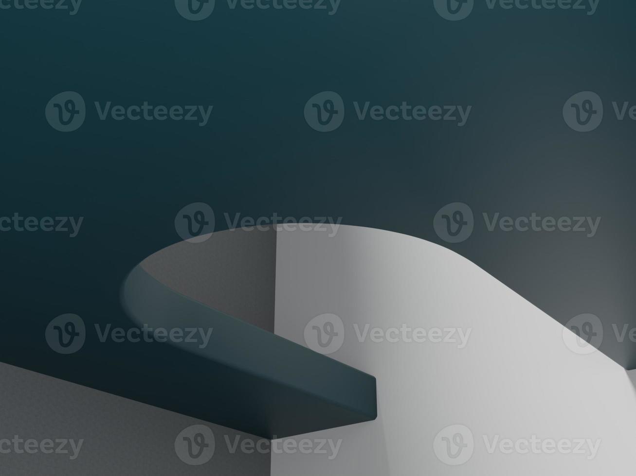 3D Rendering Dark Green and White Studio Shot Background with Geometric Shapes. photo