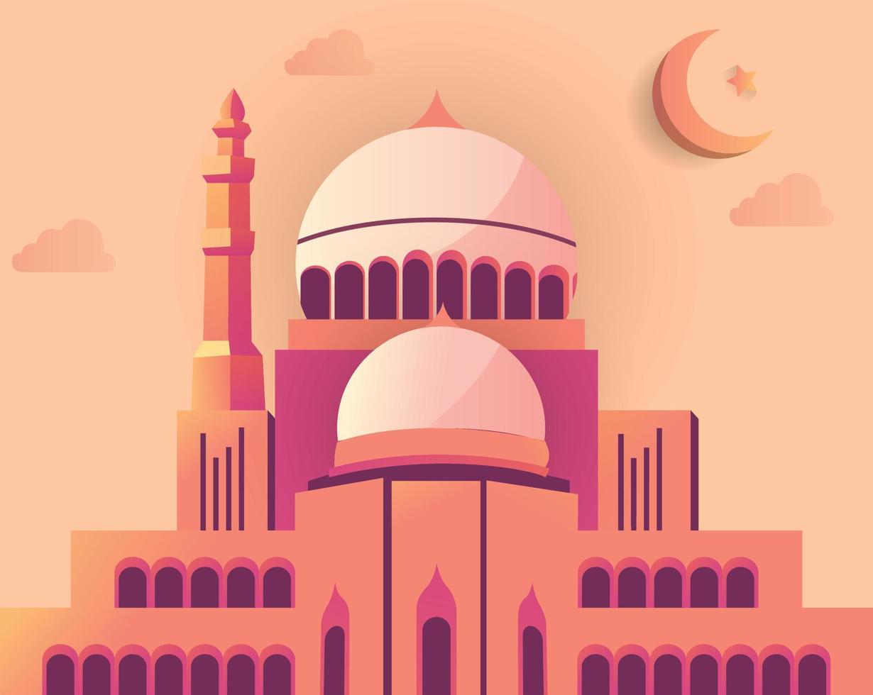 vector masjid islámico mezquita ilustración, 3d mezquita