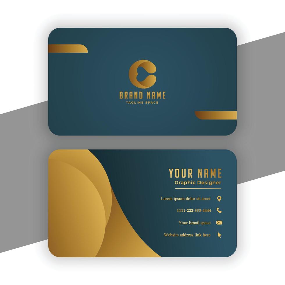 decorative premium black and gold business visit card vector