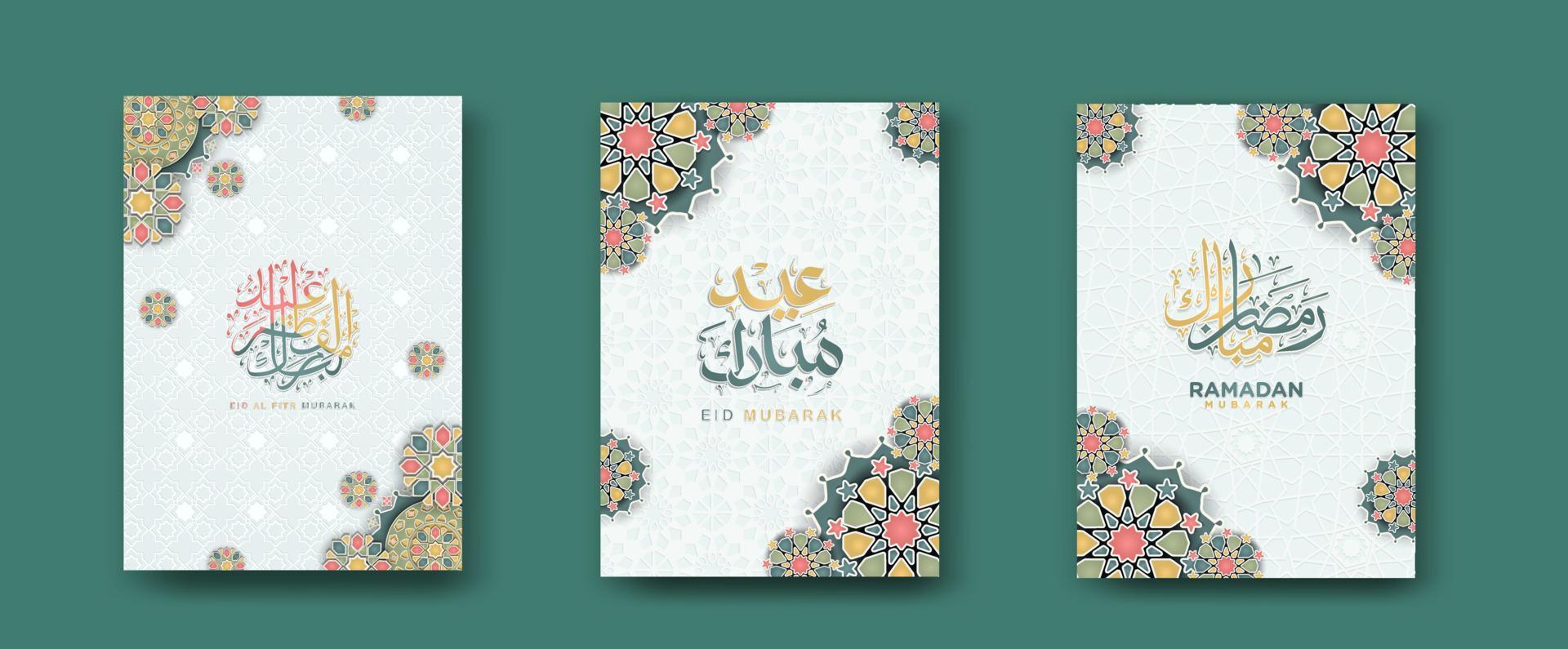 set Islamic cover background template for ramadan event and eid al fitr event and other users.Vector illustration. vector