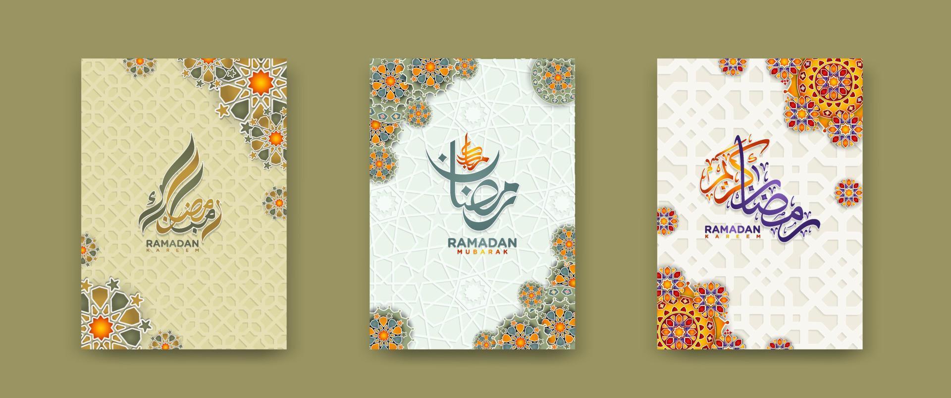 set Islamic cover background template for ramadan event and  eid al fitr event and other users.Vector illustration. vector