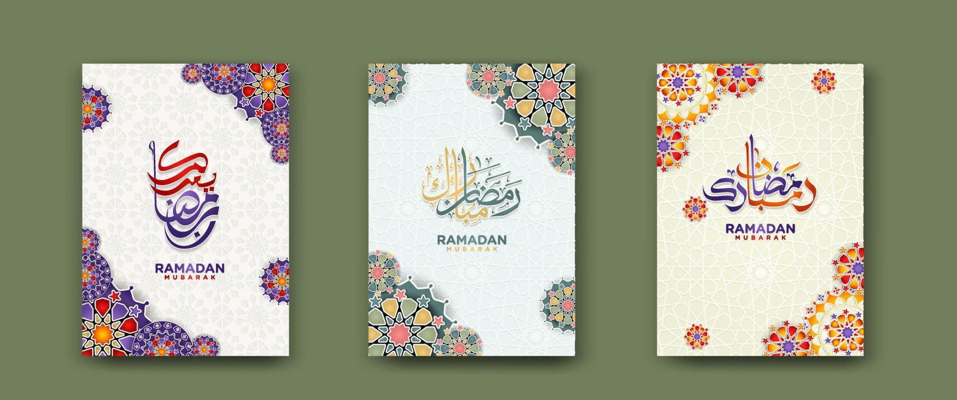 set Islamic cover background template for ramadan event and  eid al fitr event and other users.Vector illustration. vector