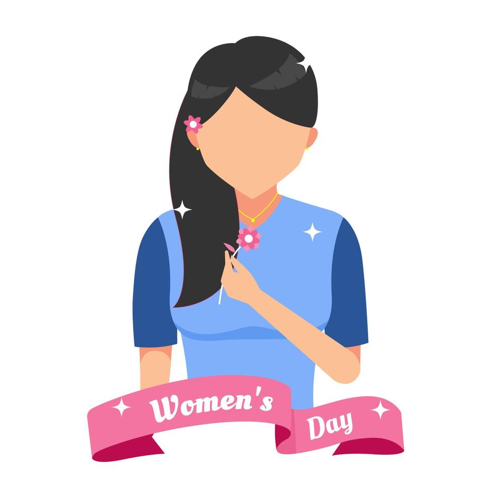 International Women's Day greeting with pony tail girl vector