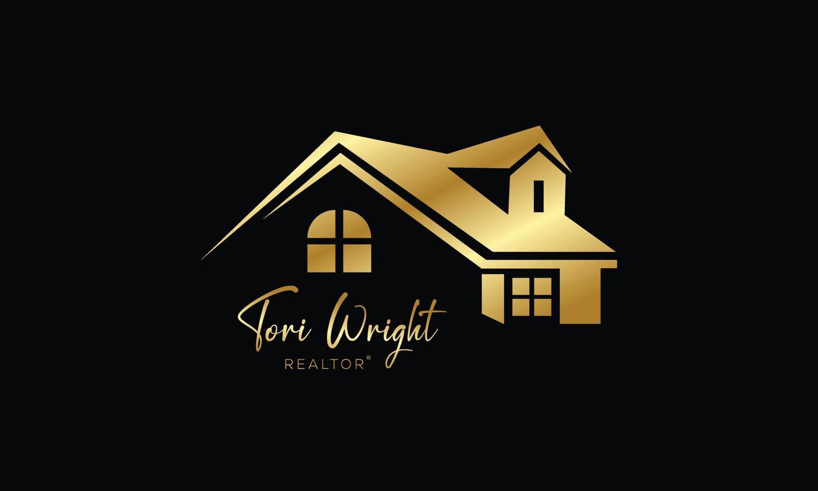 Black Gold Real Estate Logo. Construction Architecture Building Logo