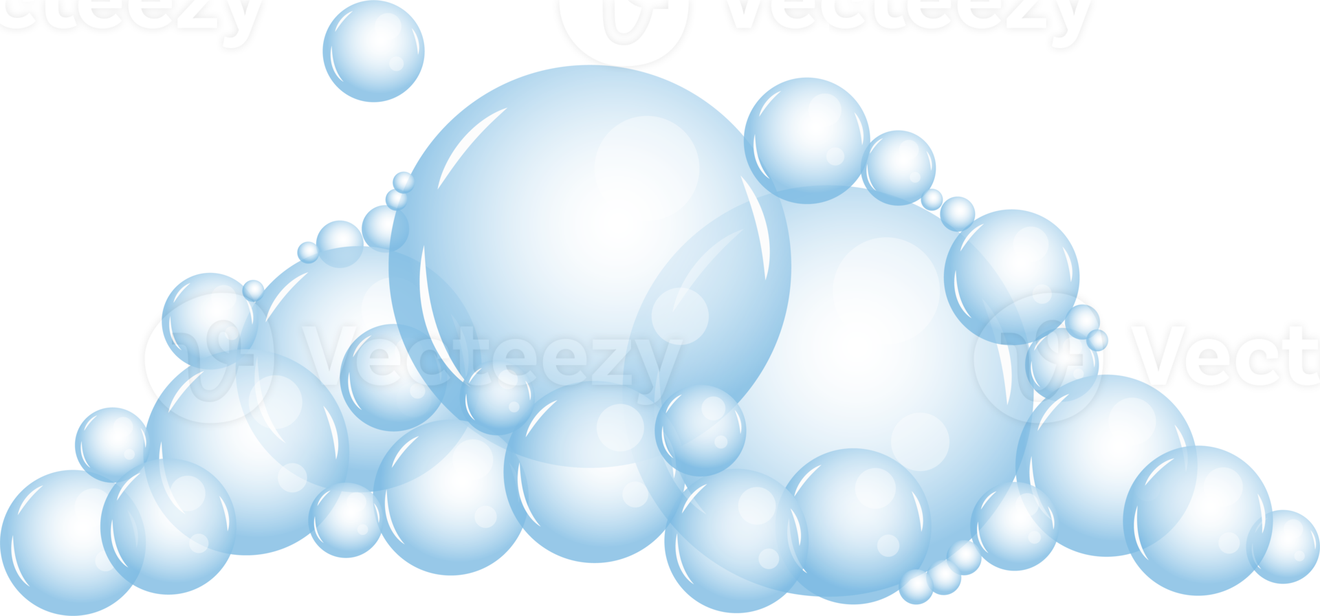 tecknad serie tvål skum uppsättning med bubblor. ljus blå såplödder av bad, schampo, rakning, mousse png