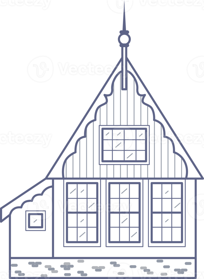 Amsterdam house. Facade of European old building. Holland home. Outline illustration png