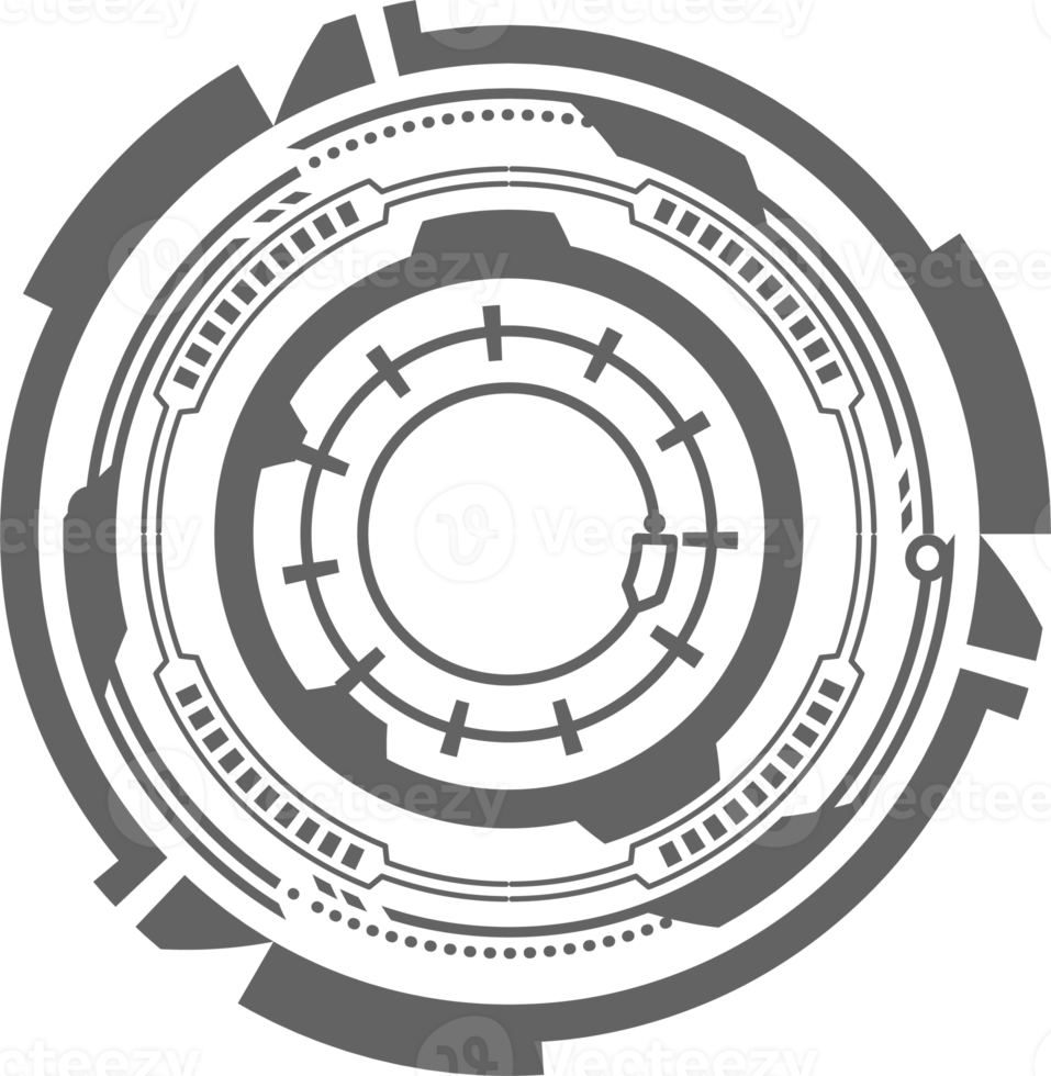 hud trogen element. abstrakt optisk syfte. cirkel geometrisk former för virtuell gränssnitt och spel. kamera sökare för prickskytt vapen png