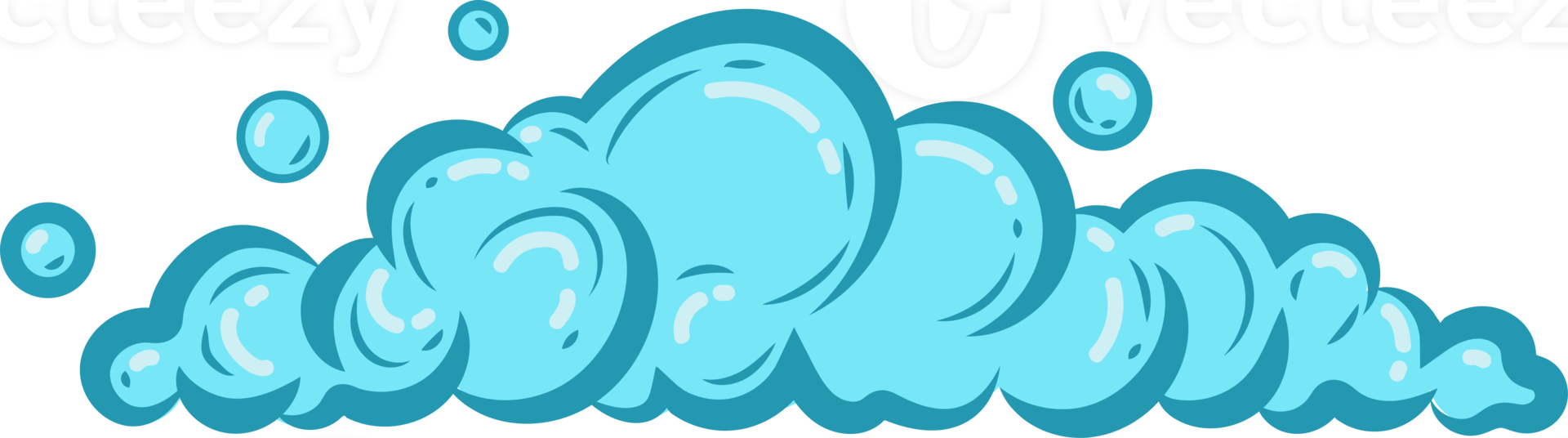 Cartoon soap foam with bubbles. Light blue suds of bath, shampoo ...