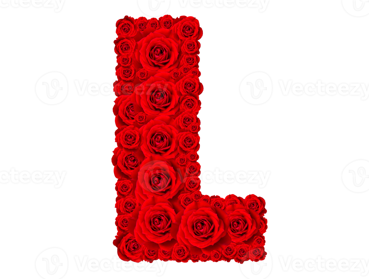 Rose alphabet set - Alphabet capital letter L made from red rose blossoms png