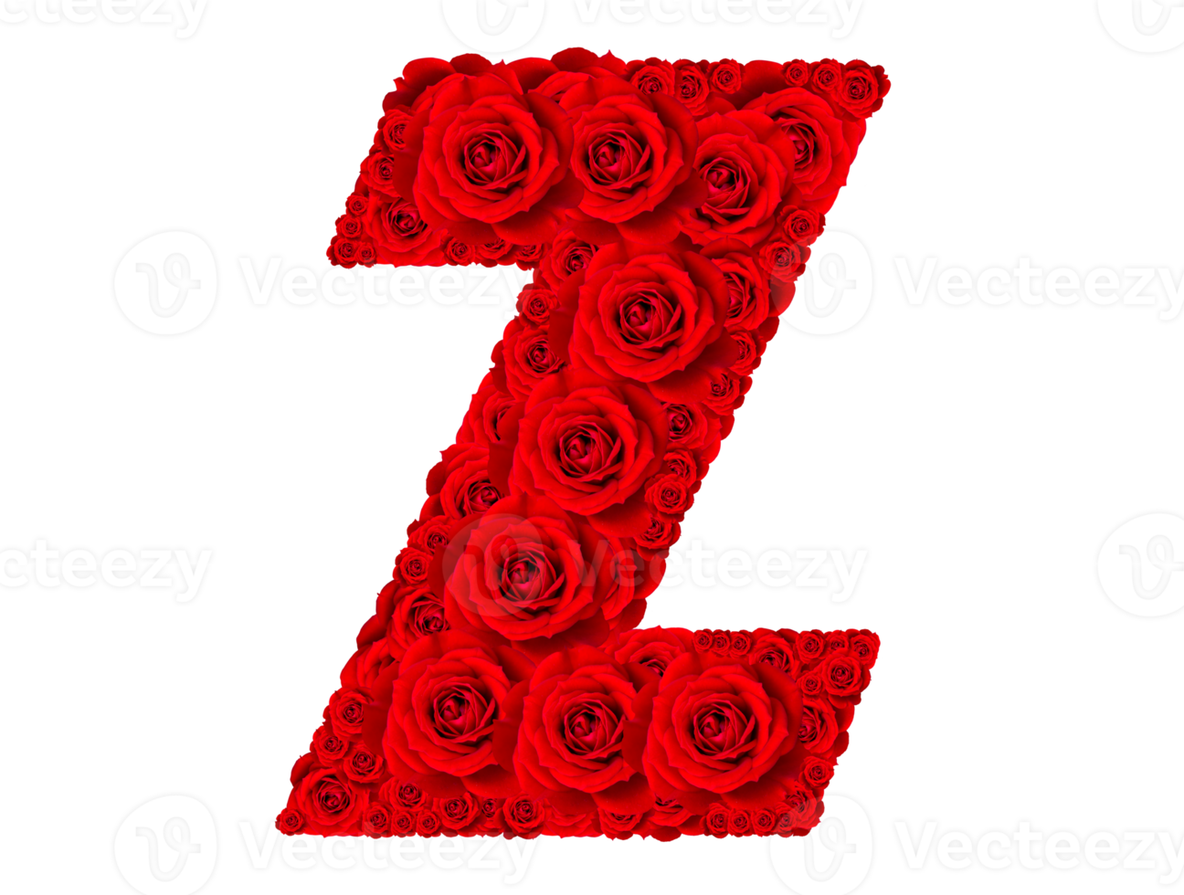 Rose alphabet set - Alphabet capital letter Z made from red rose blossoms png